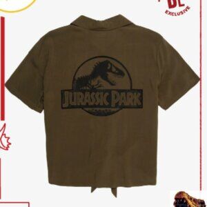 Jurrasic Park button up woven shirt